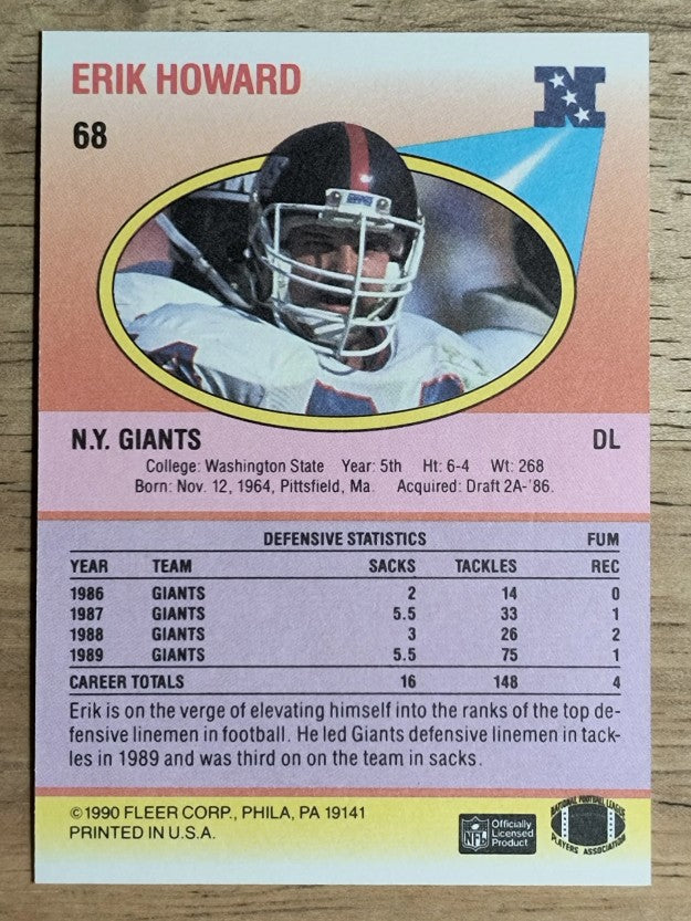 1990 Fleer #68 Erik Howard