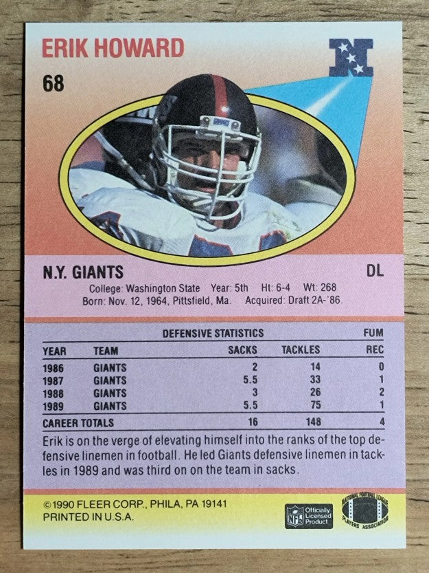 1990 Fleer #68 Erik Howard