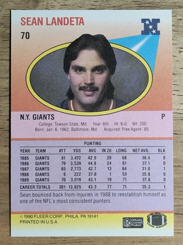 1990 Fleer #70 Sean Landeta