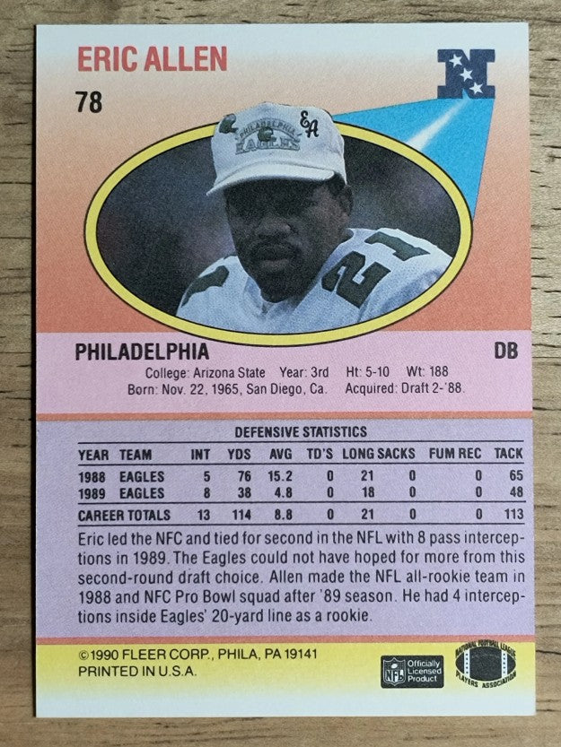 1990 Fleer #78 Eric Allen