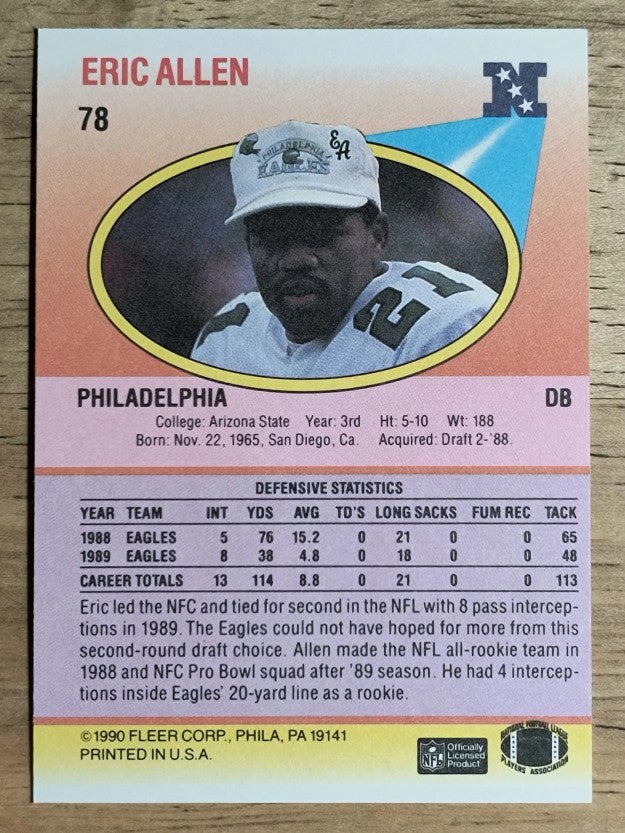 1990 Fleer #78 Eric Allen
