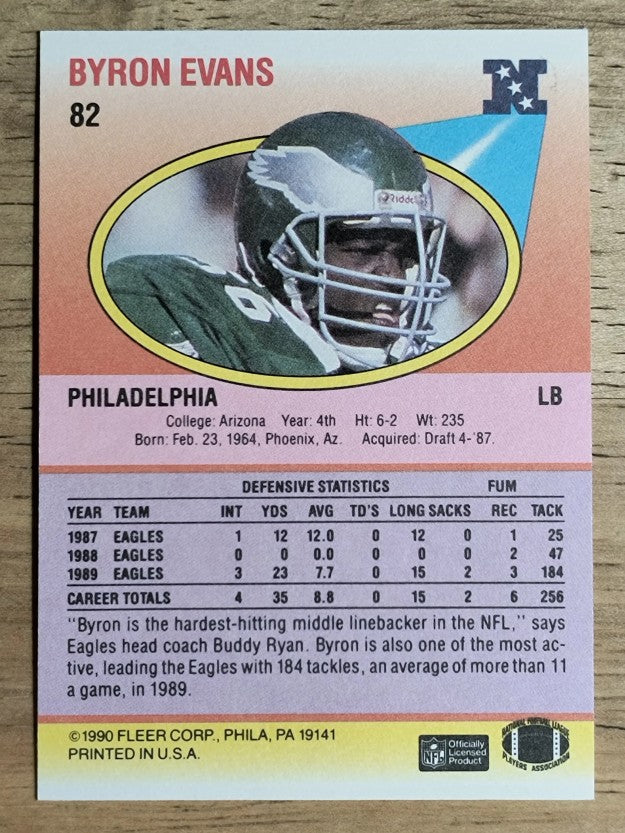 1990 Fleer #82A Byron Evans ERR RC