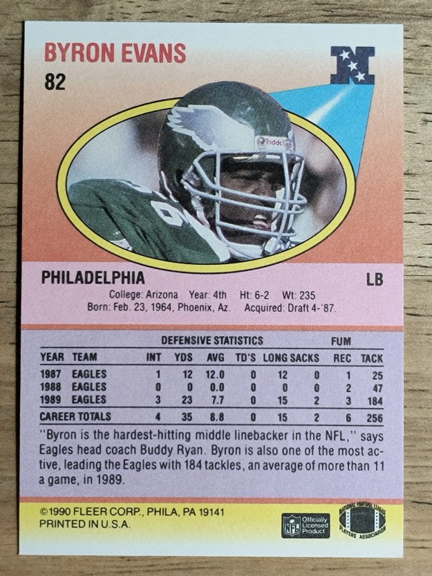 1990 Fleer #82A Byron Evans ERR RC