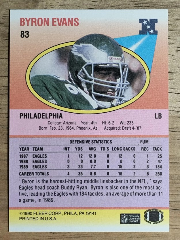 1990 Fleer #83B Byron Evans COR RC