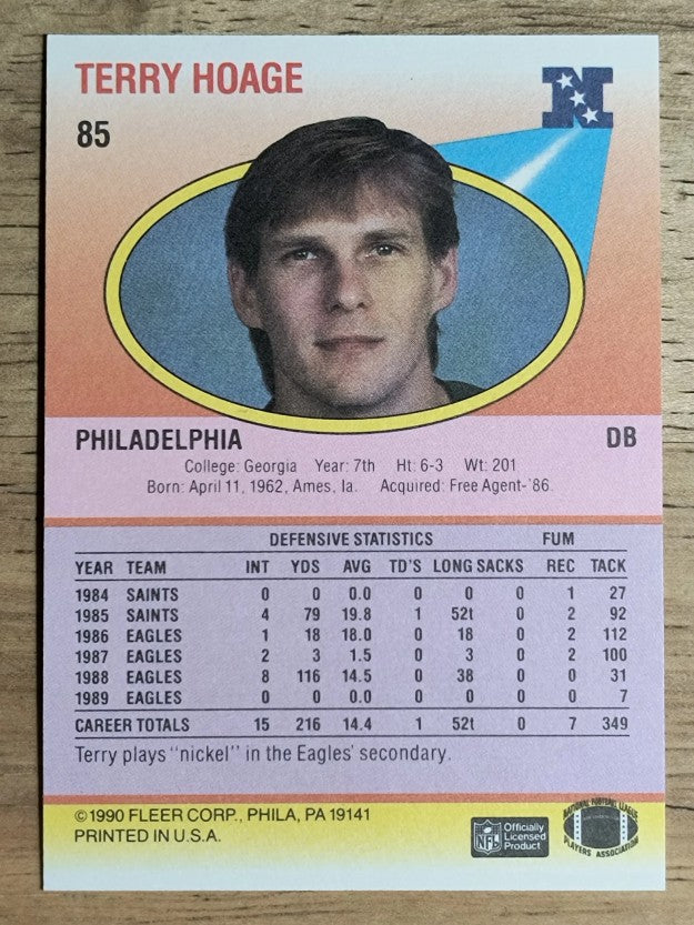 1990 Fleer #85 Terry Hoage RC