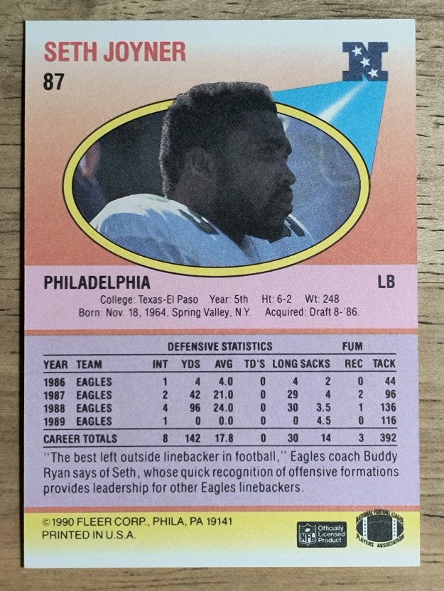 1990 Fleer #87 Seth Joyner