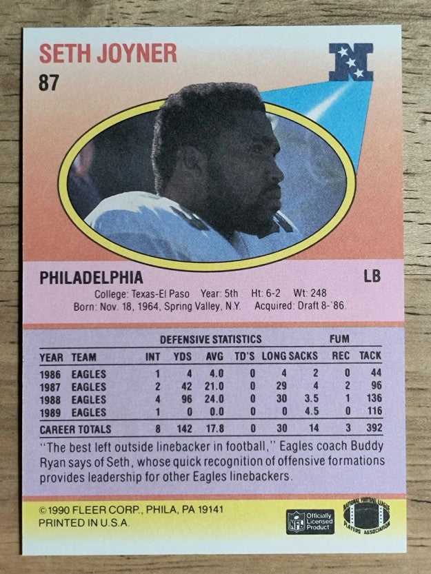 1990 Fleer #87 Seth Joyner