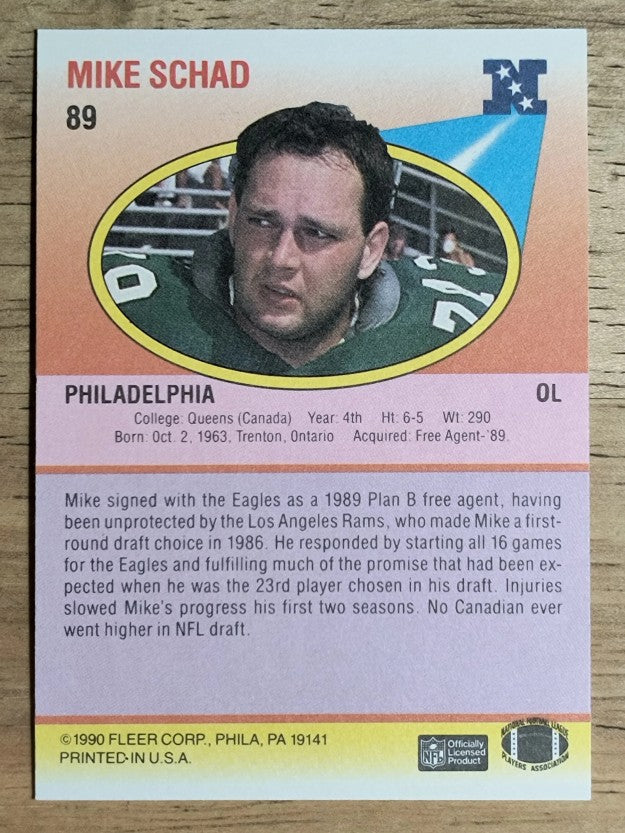 1990 Fleer #89 Mike Schad