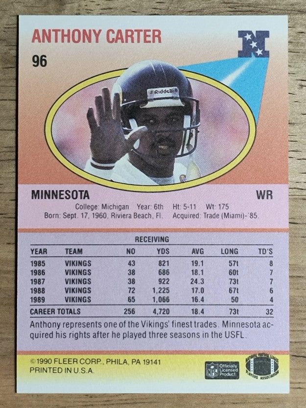 1990 Fleer #96 Anthony Carter
