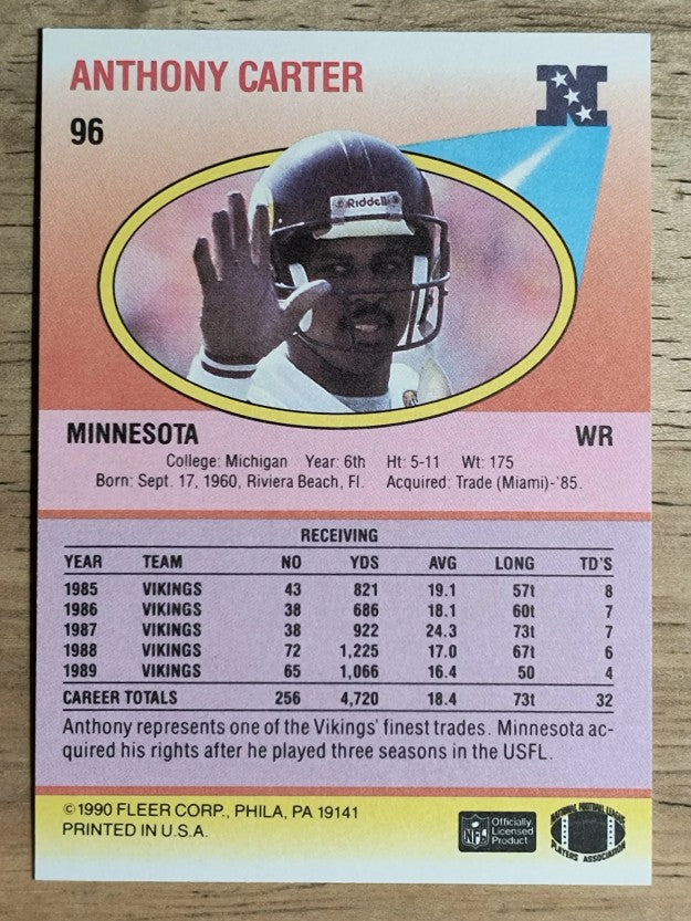 1990 Fleer #96 Anthony Carter