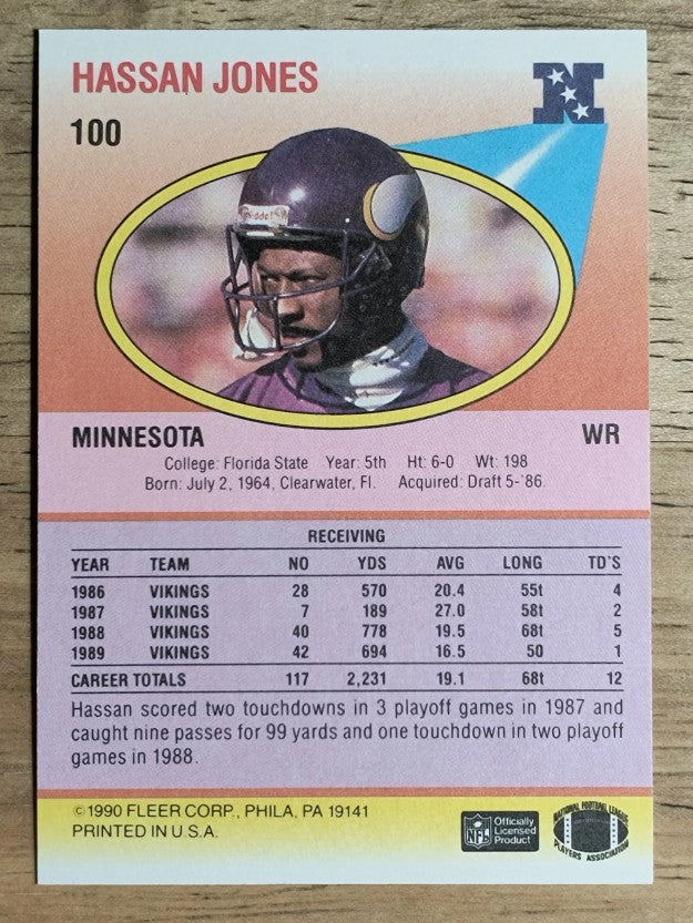 1990 Fleer #100 Hassan Jones