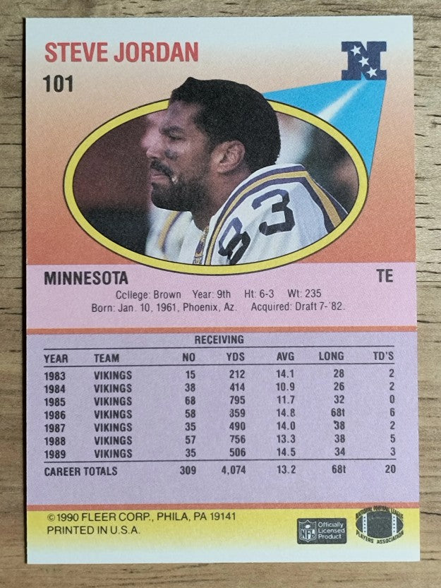 1990 Fleer #101 Steve Jordan