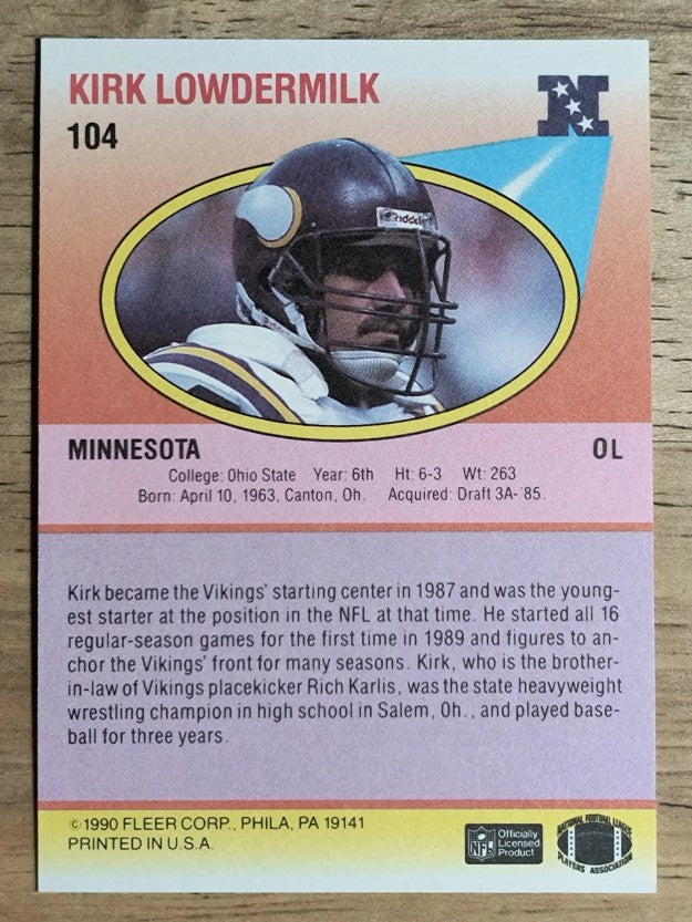 1990 Fleer #104 Kirk Lowdermilk