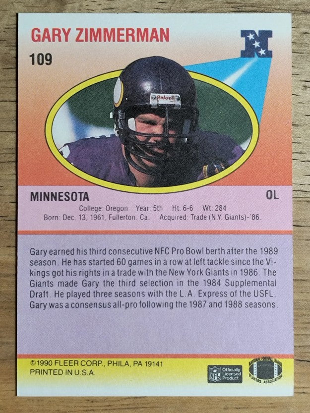 1990 Fleer #109 Gary Zimmerman