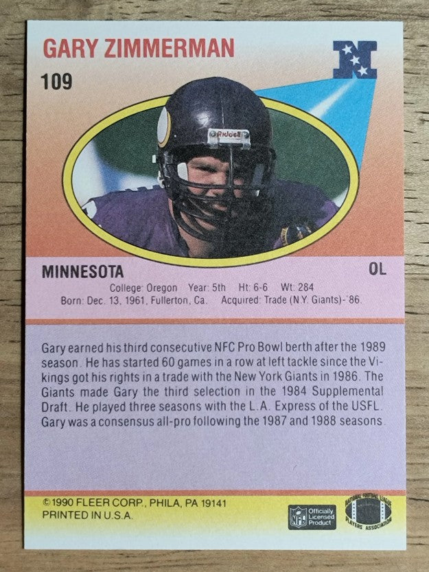 1990 Fleer #109 Gary Zimmerman