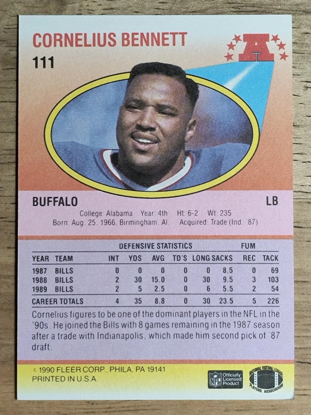 1990 Fleer #111 Cornelius Bennett