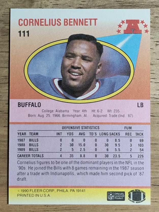 1990 Fleer #111 Cornelius Bennett
