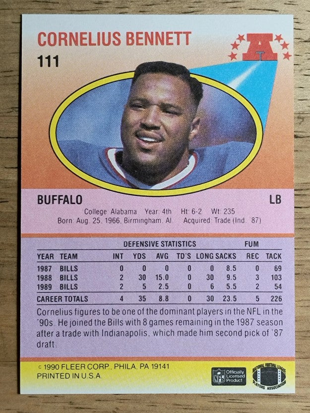 1990 Fleer #111 Cornelius Bennett