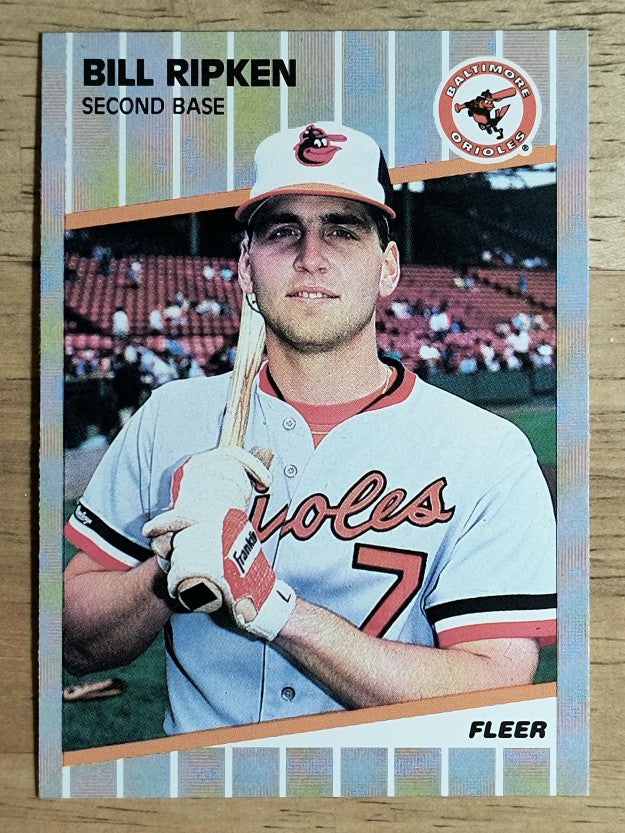 1989 Fleer #616E Bill Ripken DP/Black box covering bat knob