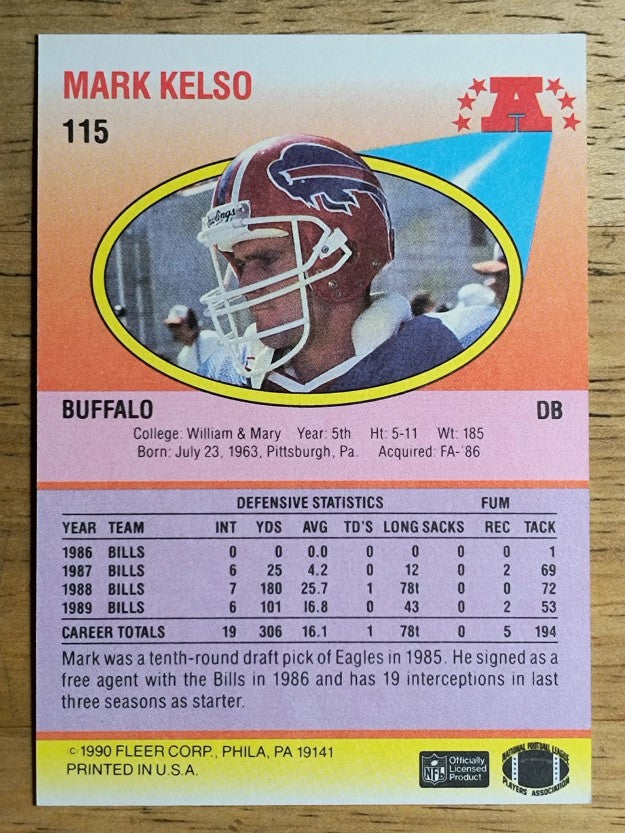 1990 Fleer #115 Mark Kelso