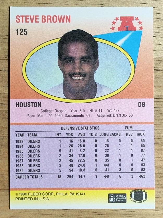 1990 Fleer #125 Steve Brown