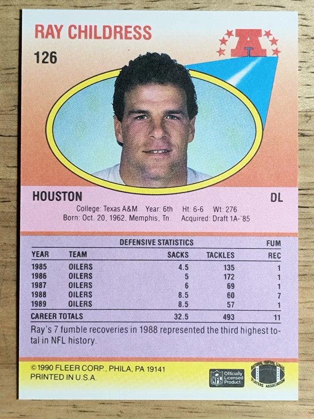 1990 Fleer #126 Ray Childress