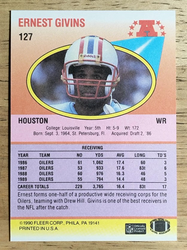 1990 Fleer #127 Ernest Givins