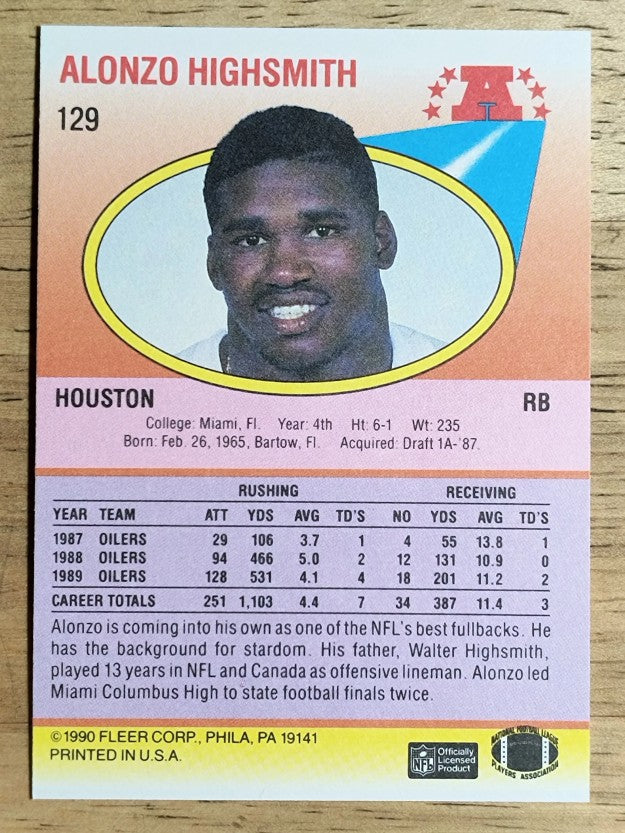 1990 Fleer #129 Alonzo Highsmith