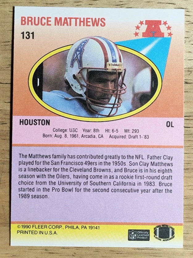 1990 Fleer #131 Bruce Matthews