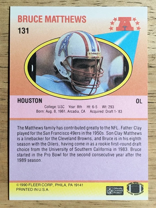 1990 Fleer #131 Bruce Matthews
