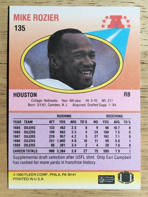 1990 Fleer #135 Mike Rozier