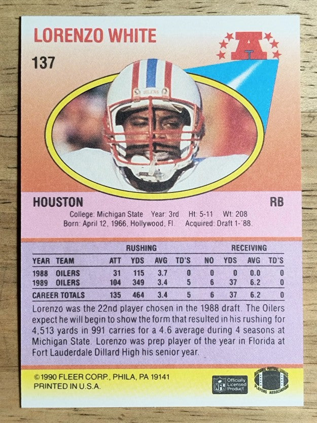1990 Fleer #137 Lorenzo White