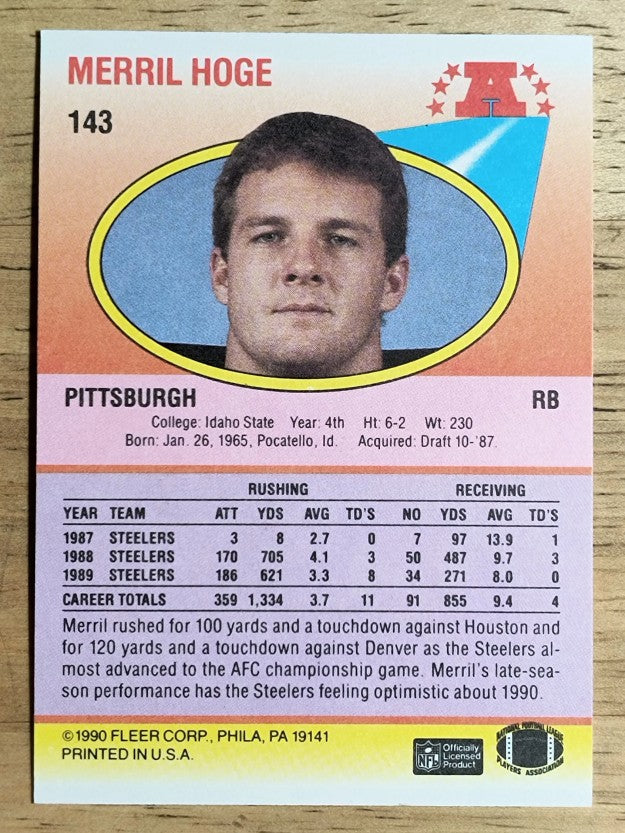 1990 Fleer #143 Merril Hoge