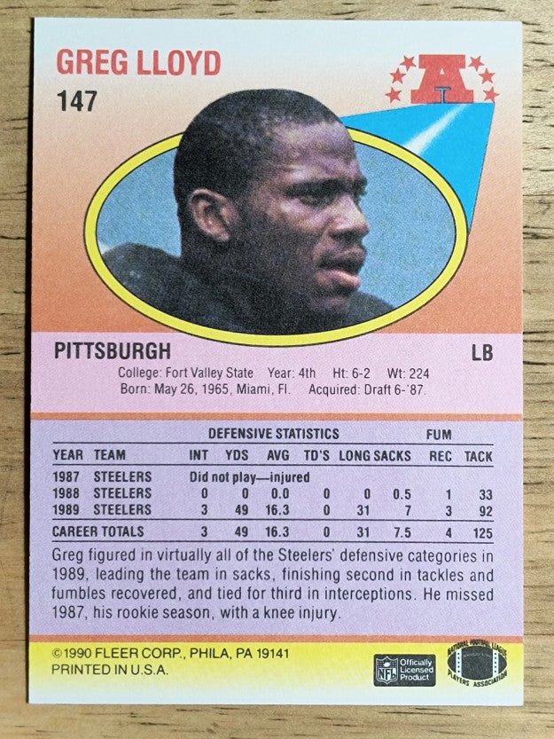 1990 Fleer #147 Greg Lloyd