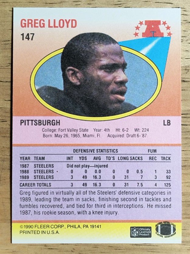 1990 Fleer #147 Greg Lloyd