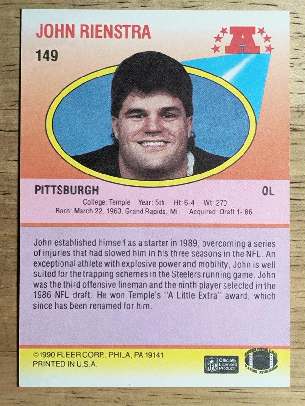 1990 Fleer #149 John Rienstra RC