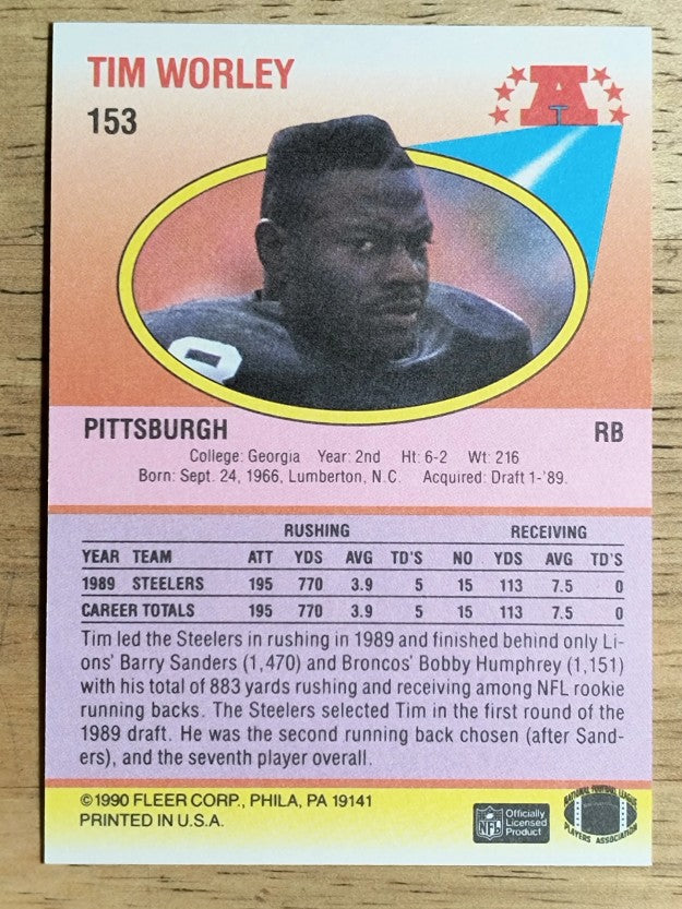 1990 Fleer #153 Tim Worley
