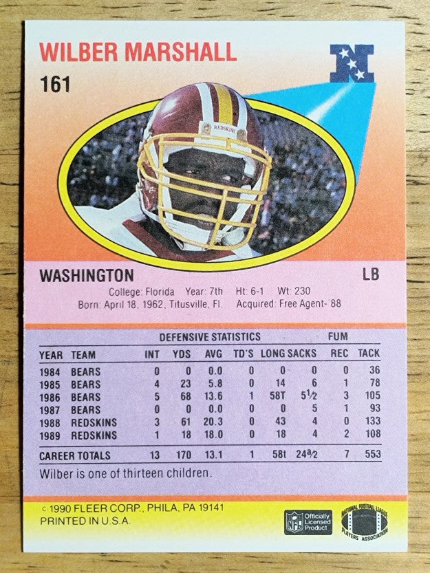 1990 Fleer #161 Wilber Marshall