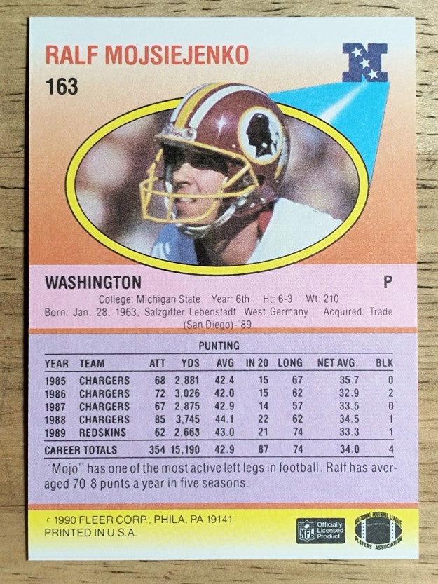 1990 Fleer #163 Ralf Mojsiejenko
