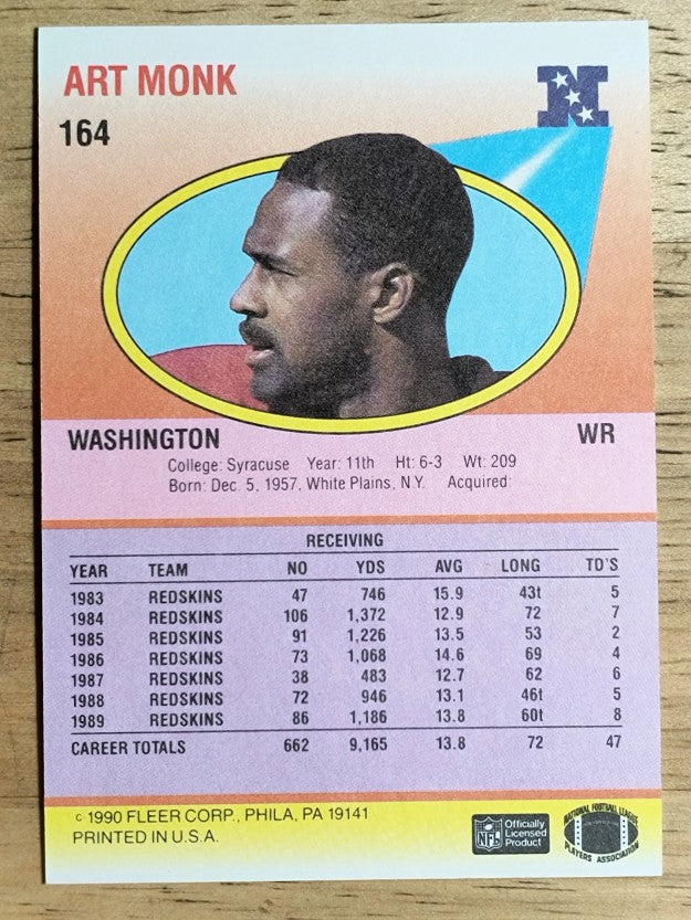 1990 Fleer #164 Art Monk