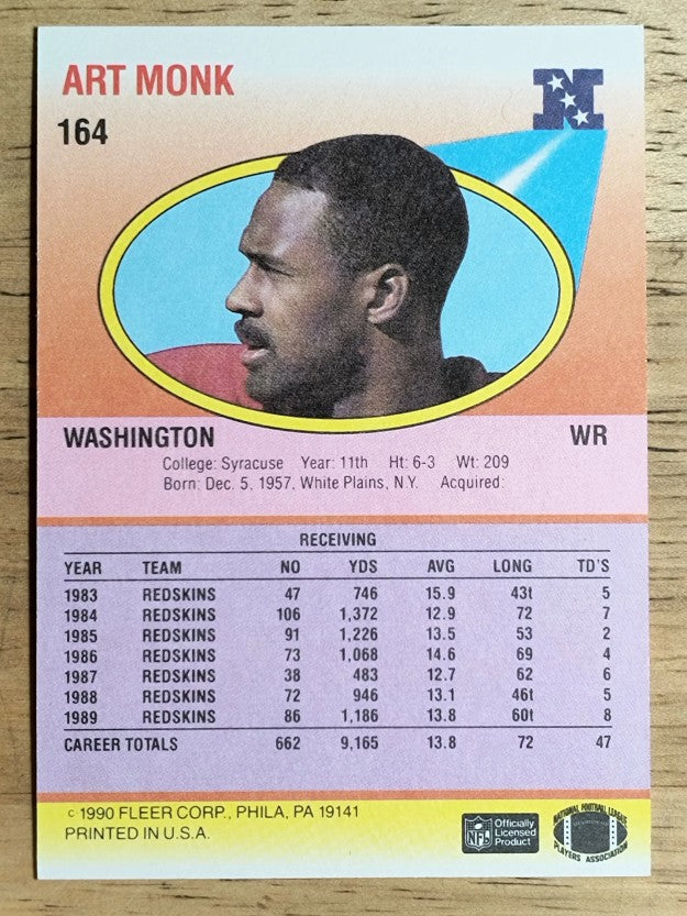 1990 Fleer #164 Art Monk