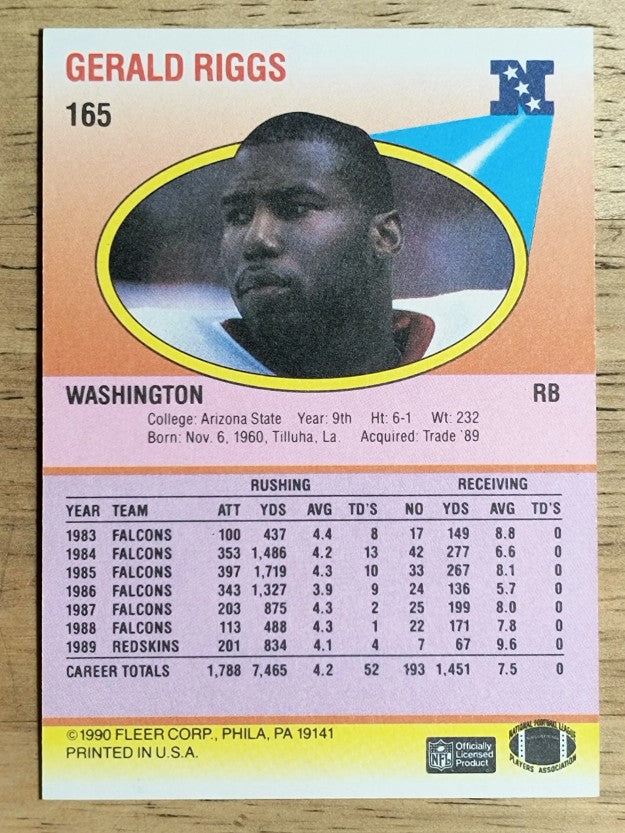1990 Fleer #165 Gerald Riggs