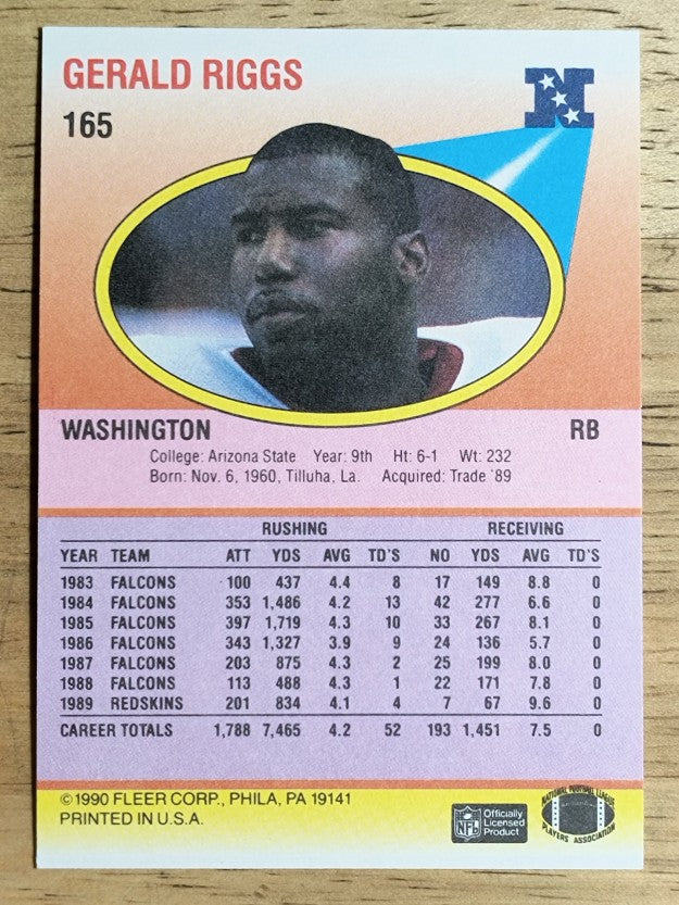 1990 Fleer #165 Gerald Riggs