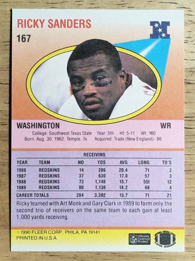 1990 Fleer #167 Ricky Sanders