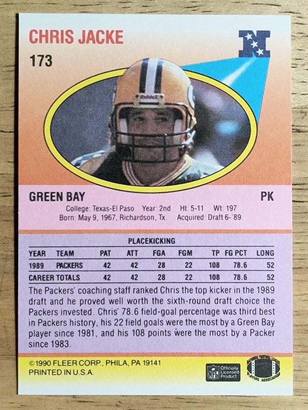1990 Fleer #173 Chris Jacke
