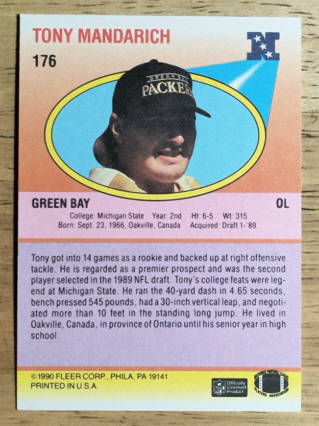 1990 Fleer #176 Tony Mandarich