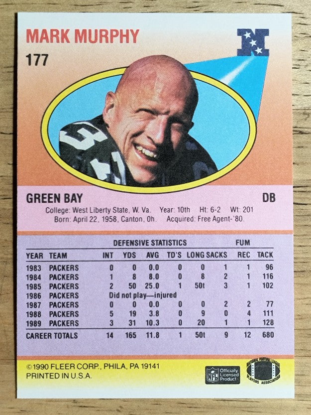 1990 Fleer #177 Mark Murphy