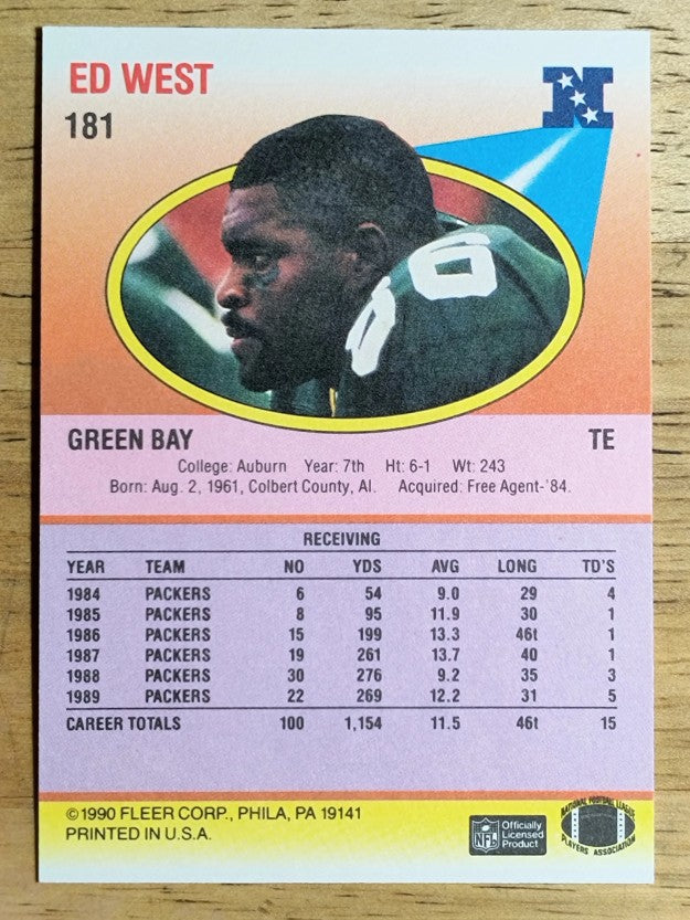 1990 Fleer #181 Ed West RC