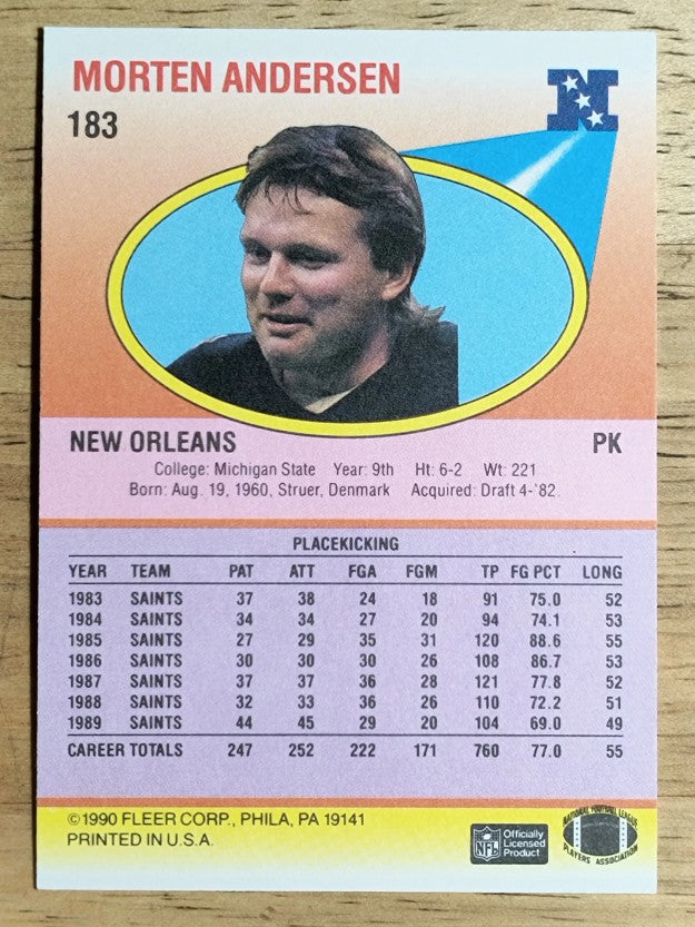 1990 Fleer #183 Morten Andersen