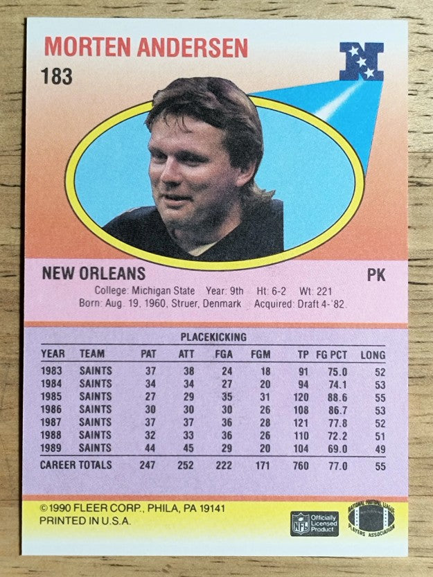 1990 Fleer #183 Morten Andersen